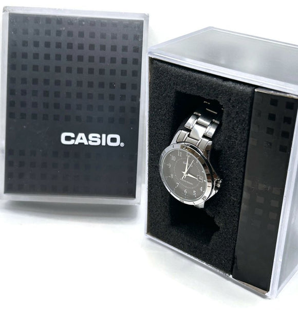 Casio Watch - Model LTP-V001 - Ladies Watch - Black Dial - Stainless Bracelet