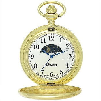 Ravel Pocket Watch Gold Plated with  SUN/MOON - R100115