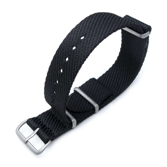 Strapcode N.A.T.O Watch Strap MiLTAT 20mm G10 Military NATO Watch Strap, Waffle Nylon Armband, Brushed - Matte Black