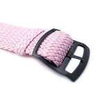 Strapcode Fabric Watch Strap 20mm MiLTAT Perlon Watch Strap, Rosa Pink, PVD Brushed Black Ladder Lock Slider Buckle
