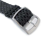 Strapcode Fabric Watch Strap 20mm MiLTAT Perlon Mesh Watch Strap, Black, Sandblasted Ladder Lock Slider Buckle