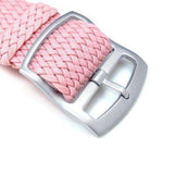 Strapcode Fabric Watch Strap 20mm MiLTAT Perlon Watch Strap, Rosa Pink, Sandblasted Ladder Lock Slider Buckle