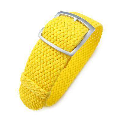 Strapcode Fabric Watch Strap 20mm MiLTAT Perlon Watch Strap, Yellow, Sandblasted Ladder Lock Slider Buckle