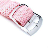 Strapcode Fabric Watch Strap 20mm MiLTAT Perlon Watch Strap, Rosa Pink, Polished Ladder Lock Slider Buckle