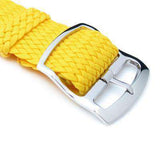 Strapcode Fabric Watch Strap 20mm MiLTAT Perlon Watch Strap, Yellow, Polished Ladder Lock Slider Buckle