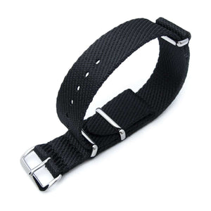 Strapcode N.A.T.O Watch Strap MiLTAT 20mm G10 Military NATO Watch Strap, Waffle Nylon Armband, Polished - Matte Black