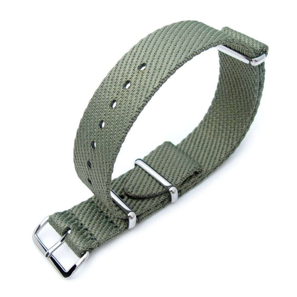 Strapcode N.A.T.O Watch Strap MiLTAT 20mm G10 Military NATO Watch Strap, Waffle Nylon Armband, Polished - Military Green