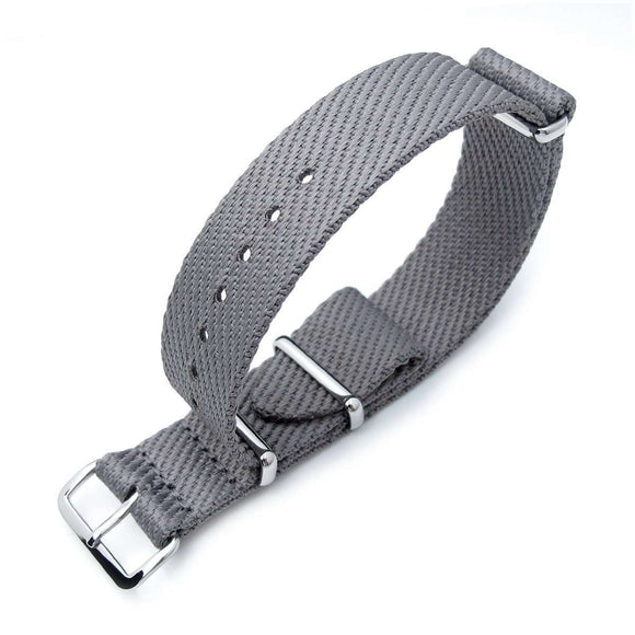 Strapcode N.A.T.O Watch Strap MiLTAT 20mm G10 Military NATO Watch Strap, Waffle Nylon Armband, Polished - Military Grey