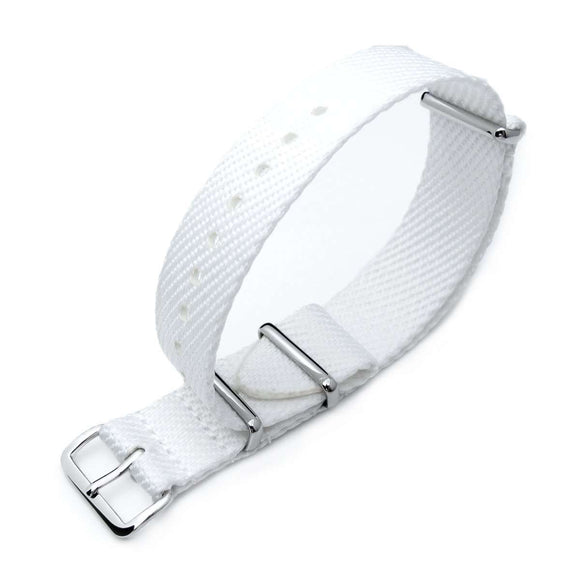 Strapcode N.A.T.O Watch Strap MiLTAT 20mm G10 Military NATO Watch Strap, Waffle Nylon Armband, Polished - White