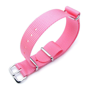 Strapcode N.A.T.O Watch Strap MiLTAT 18mm or 20mm G10 Military Watch Strap Ballistic Nylon Armband, Polished - Pink