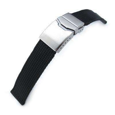 Strapcode Fabric Watch Strap 22mm MiLTAT 3D Nylon Black Watch Strap Brushed Button Chamfer Clasp