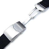 Strapcode Fabric Watch Strap 22mm MiLTAT 3D Nylon Black Watch Strap Brushed Button Chamfer Clasp