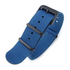 Strapcode N.A.T.O Watch Strap 20mm G10 Military Watch Band Nylon Strap, Blue, PVD Black, 260mm