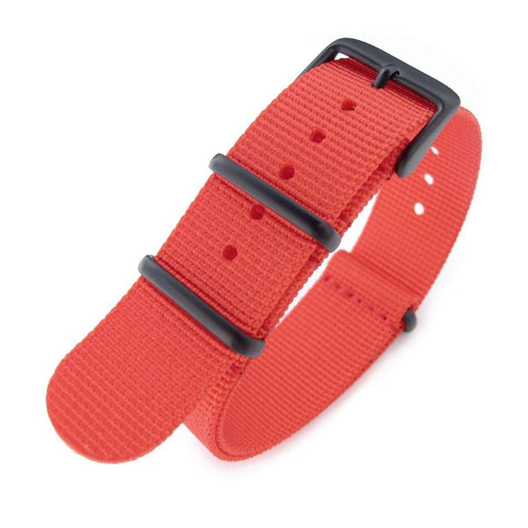 Strapcode N.A.T.O Watch Strap G10 Military Watch Band Nylon Strap, Red, PVD Black, 260mm