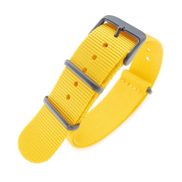 Strapcode N.A.T.O Watch Strap 20mm G10 Military Watch Band Nylon Strap, Yellow, PVD Black, 260mm