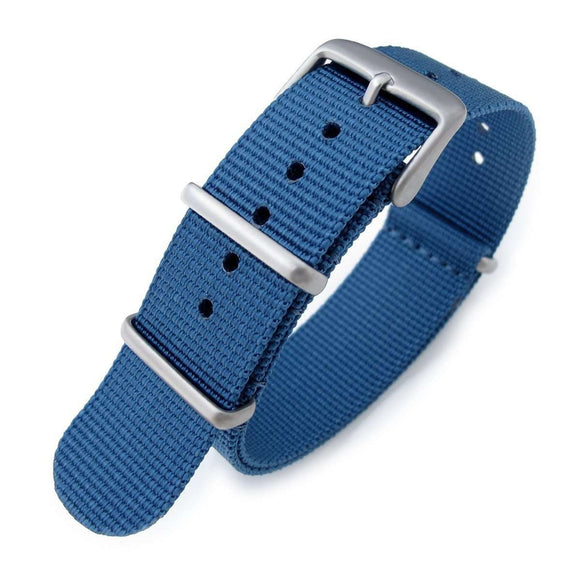 Strapcode N.A.T.O Watch Strap 20mm G10 Military Watch Band Nylon Strap, Blue, Sandblasted, 260mm