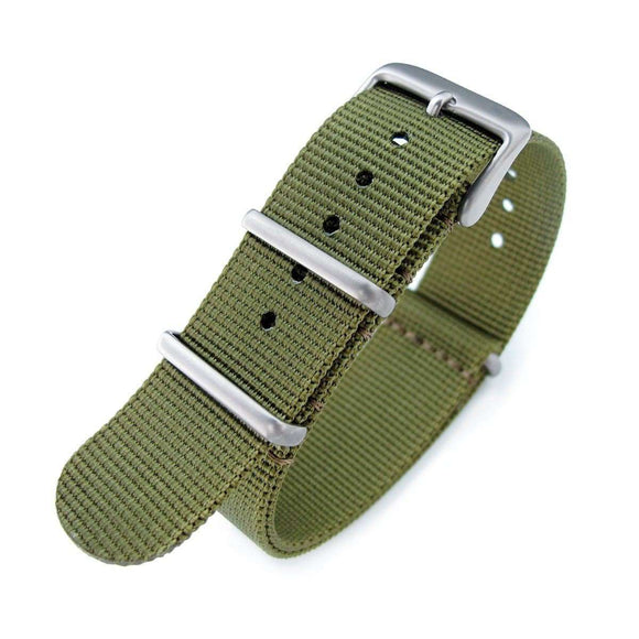 Strapcode N.A.T.O Watch Strap 20mm G10 Military Watch Band Nylon Strap, Military Green, Sandblasted, 260mm