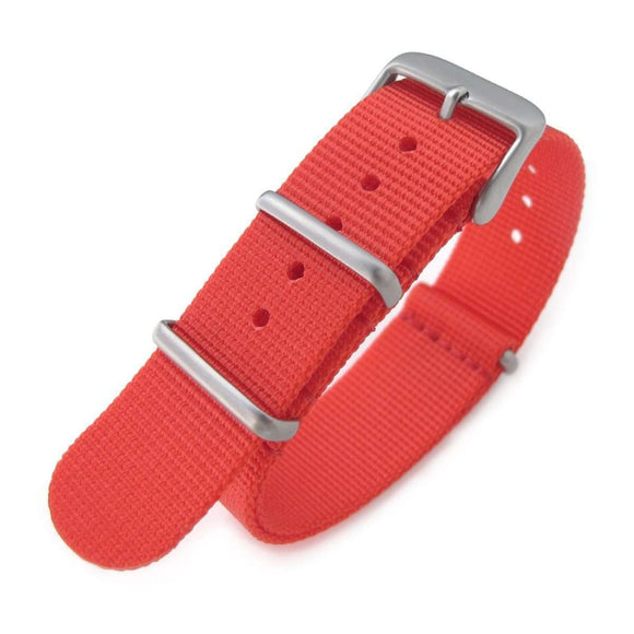 Strapcode N.A.T.O Watch Strap G10 Military Watch Band Nylon Strap, Red, Sandblasted, 260mm