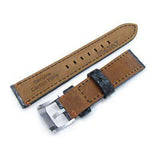 20mm, 21mm MiLTAT Glossy Genuine Carbon Fiber Watch Band, Orange Stitching, XL