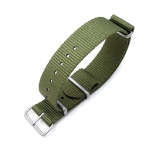 Strapcode N.A.T.O Watch Strap MiLTAT 21mm or 24mm G10 military watch strap ballistic nylon armband, Brushed - Forest Green