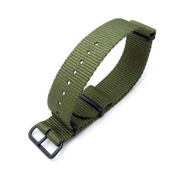 Strapcode N.A.T.O Watch Strap MiLTAT 24mm G10 military watch strap ballistic nylon armband, PVD Black - Forest Green