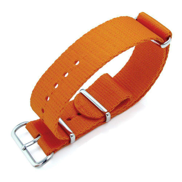 Strapcode N.A.T.O Watch Strap MiLTAT 21mm G10 watch strap ballistic nylon Extra Thick armband - Orange, Polished hardware