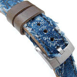 21mm, 22mm MiLTAT Heavy Distressed Blue Denim Watch Strap, Rivet Military strap