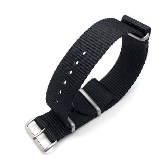 Strapcode N.A.T.O Watch Strap MiLTAT 18mm or 24mm G10 military watch strap ballistic nylon armband, Brushed - Black
