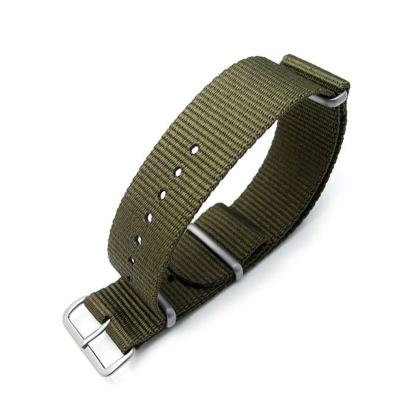 Strapcode N.A.T.O Watch Strap MiLTAT 22mm G10 military watch strap ballistic nylon armband, Brushed - Military Green