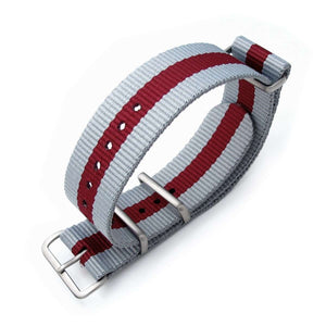 Strapcode N.A.T.O Watch Strap MiLTAT 20mm or 22mm G10 MiLTAT 20mm or 22mm G10 NATO Military Watch Strap Ballistic Nylon Armband, Brushed - Grey & Burgundy Red