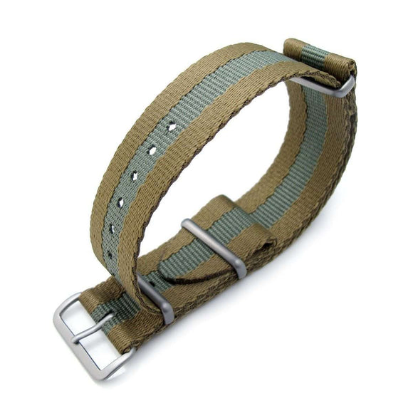 Strapcode N.A.T.O Watch Strap MiLTAT 20mm or 22mm G10 Military NATO Watch Strap, Sandwich Nylon Armband, Brushed - Military Green