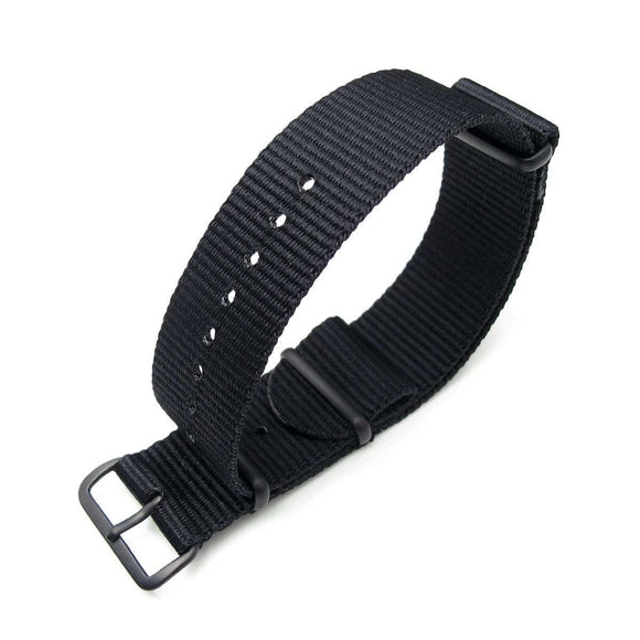 Strapcode N.A.T.O Watch Strap MiLTAT 18mm or 24mm G10 military watch strap ballistic nylon armband, PVD Black - Black