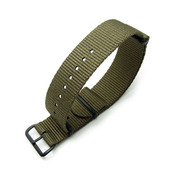 Strapcode N.A.T.O Watch Strap MiLTAT 22mm G10 military watch strap ballistic nylon armband, PVD Black - Military Green