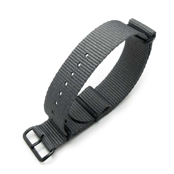 Strapcode N.A.T.O Watch Strap MiLTAT 22mm G10 military watch strap ballistic nylon armband, PVD Black - Military Grey