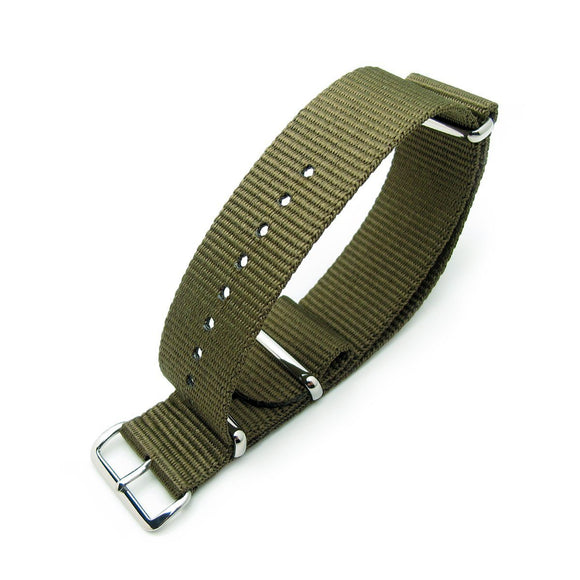 Strapcode MiLTAT 22mm G10 military watch strap ballistic nylon armband, Polished - Military Green