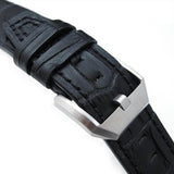 Strapcode Crocodile Grain 20mm, 21mm, 22mm IWC Big Pilot 5002 Type CrocoCalf Black Watch Strap, Rivet Lug, Semi Square Tail