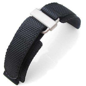 20mm, 22mm MiLTAT Honeycomb Black Nylon Velcro Fastener Watch Strap Sandblasted Stainless Buckle, XL