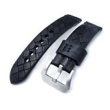 Strapcode Leather Watch Strap MiLTAT Zizz Collection 22mm Braided Calf Leather Watch Strap, Matte Black, Black Stitches