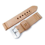 Strapcode Leather Watch Strap MiLTAT Zizz Collection 22mm Braided Calf Leather Watch Strap, LV Beige, Tan Stitches