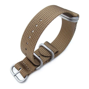 Strapcode N.A.T.O Watch Strap MiLTAT 20mm or 22mm 5 Rings G10 Zulu Water Repellent 3D Nylon, Tan Brown, Brushed