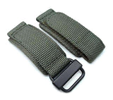 22mm MiLTAT Honeycomb Military Green Nylon Velcro Fastener Watch Strap, PVD Black Stainless Buckle, XL