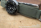 22mm MiLTAT Honeycomb Military Green Nylon Velcro Fastener Watch Strap, PVD Black Stainless Buckle, XL