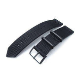 Strapcode Fabric Watch Strap 20mm, 22mm Two Piece WW2 G10 Black 3D Nylon, PVD Black Buckle