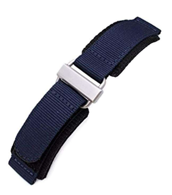 22mm MiLTAT Honeycomb Navy Blue Nylon Velcro Fastener Watch Strap, Brushed Stainless Buckle