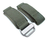 22mm MiLTAT Honeycomb Military Green Nylon Velcro Fastener Watch Strap, Brushed Stainless Buckle, XL