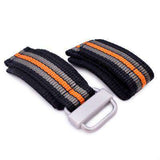 Strapcode Hook and Loop Watch Strap 22mm MiLTAT Black, Khaki & Orange Stripes 3-D Nylon Velcro Fastener Watch Strap, Sandblasted Buckle