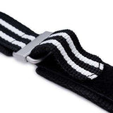 Strapcode Hook and Loop  Watch Strap 22mm MiLTAT Black & White Stripes 3-D Nylon Velcro Fastener Watch Strap, Sandblasted Buckle