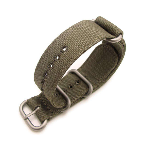 Strapcode N.A.T.O Watch Strap 22mm MiLTAT Canvas G10 military watch strap, military color with lockstitch round hole, Green