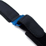 20mm, 22mm MiLTAT Honeycomb Black Nylon Velcro Fastener Watch Strap IP Blue Buckle, XL