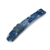 Strapcode Fabric Watch Strap 22mm MiLTAT Blue Distressed Denim IWC Big Pilot replacement Strap, Rivet Lug